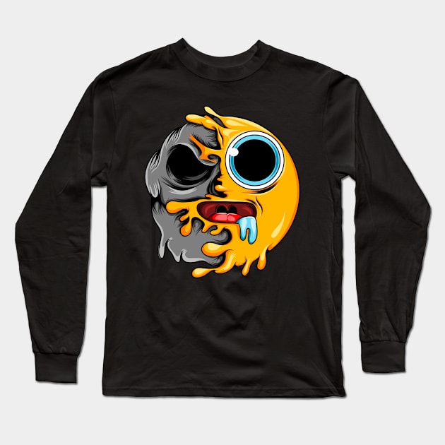 Drooling Zombie Emoji Long Sleeve T-Shirt by D3monic